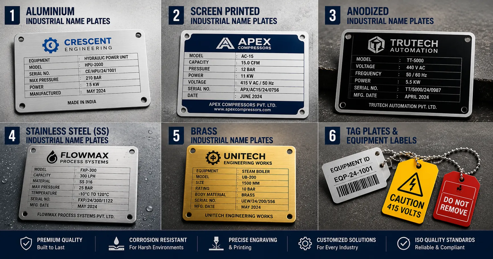 Industrial Name Plates | High-Quality Metal Name Boards