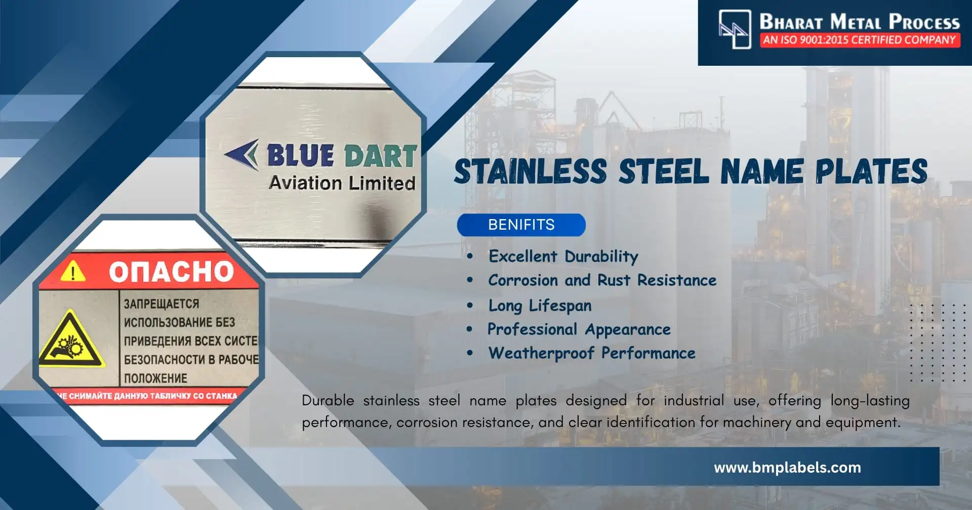 stainless steel name plates for industries