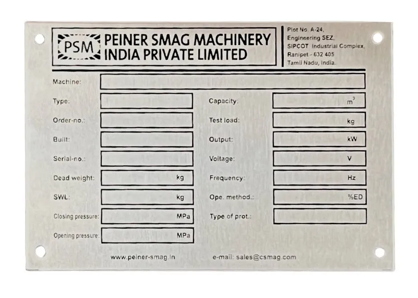 Stainless Steel Name Plate