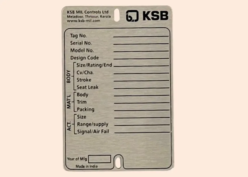 Stainless Steel Name Plate