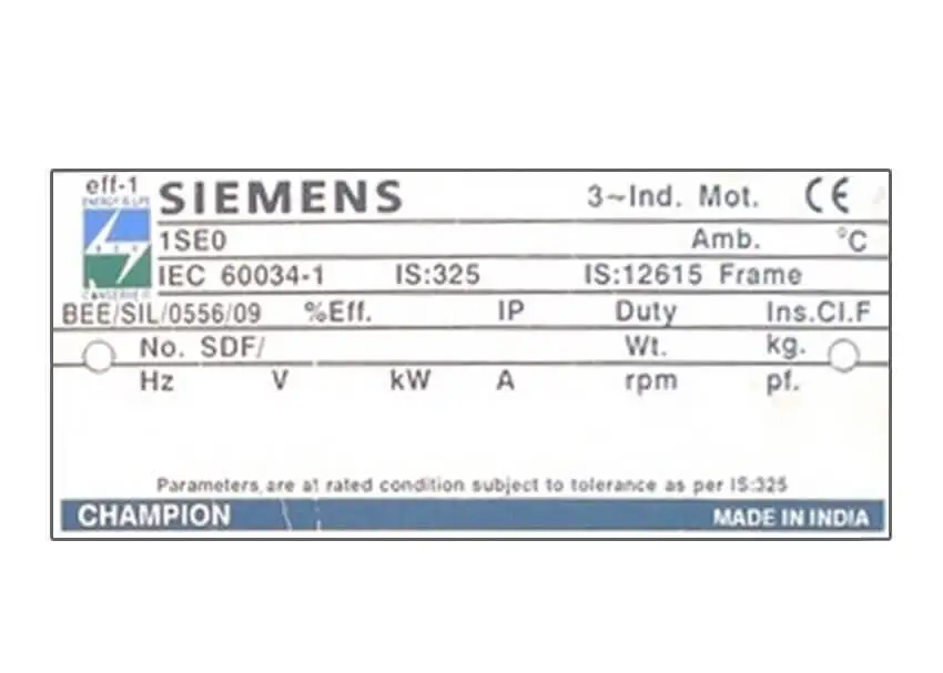 Siemens SS Nameplates