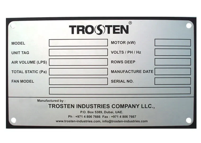 Trosten Aluminium Screen Printed